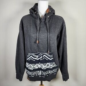 Local Knits Ninja Hoodie Mens Small Hand Dyed Batik Pocket USA Made Leather Logo